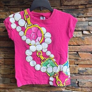 Moschino Pink Kids Tee with Jewel Design